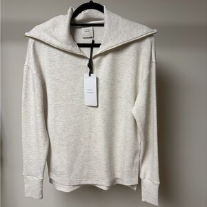 Varley larson half zip sweat ivory marl